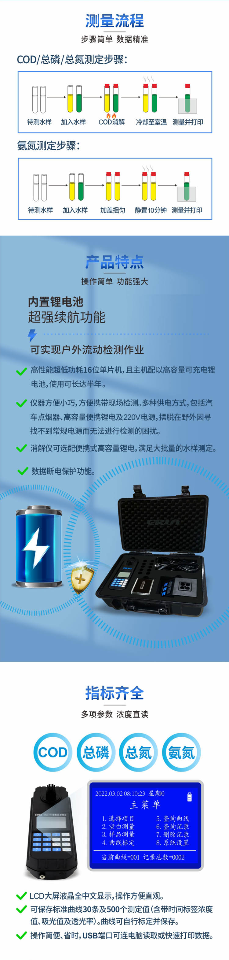 便攜式多參數(shù)COD、氨氮、總磷、總氮水質(zhì)測(cè)定儀